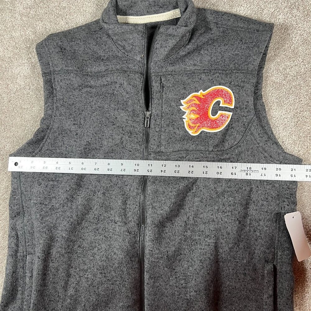 Antigua Mens Large Heather Gray Calgary Flames Logo Full-Zip NHL Hockey Vest NWT - Picture 5 of 6